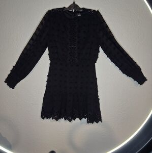 Lulu's Elegant Black Lace Long Sleeve Dress